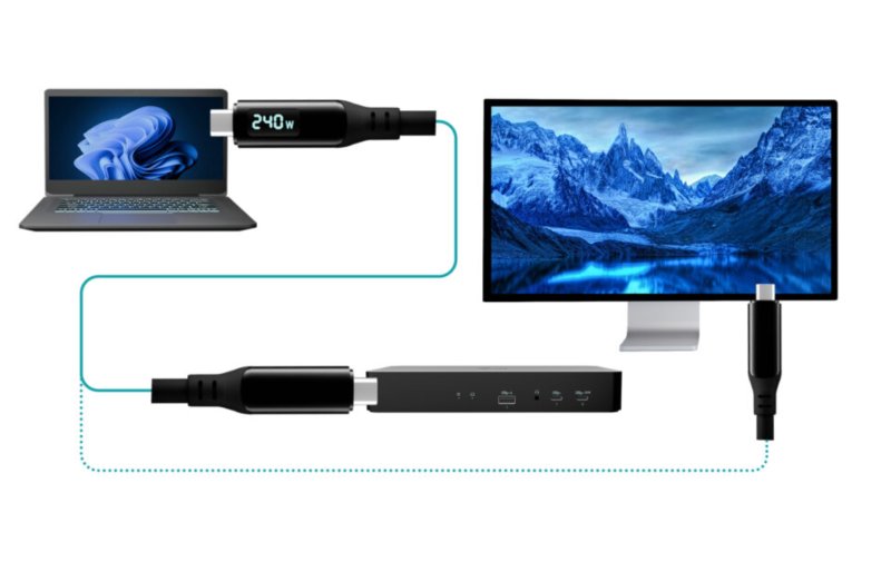 i-tec Thunderbolt 4 / USB4 Class Pro Cable 240W s LCD (40Gbps, 150cm) - obrázek č. 3