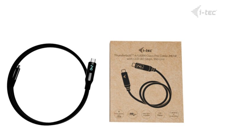 i-tec Thunderbolt 4 / USB4 Class Pro Cable 240W s LCD (40Gbps, 150cm) - obrázek č. 8