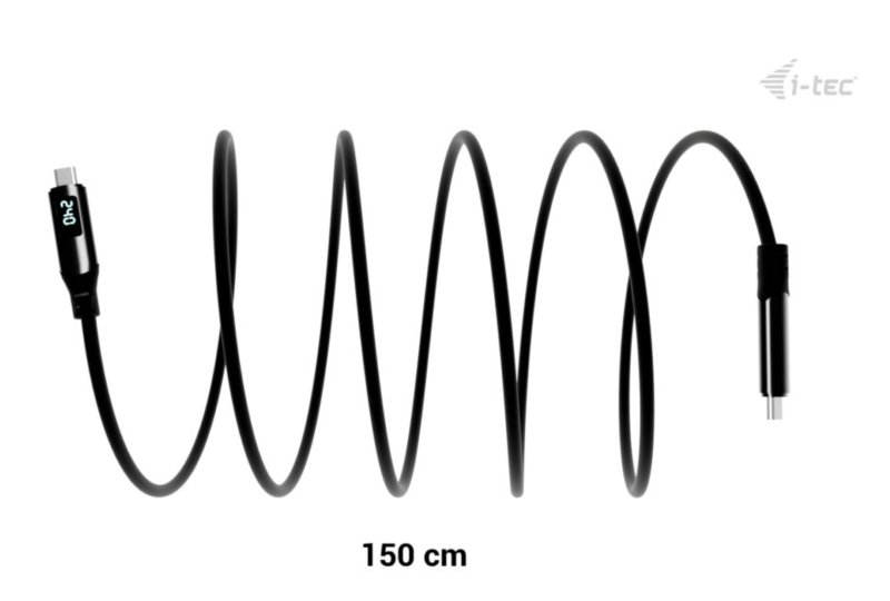 i-tec Thunderbolt 4 / USB4 Class Pro Cable 240W s LCD (40Gbps, 150cm) - obrázek č. 2