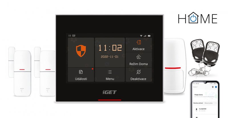 iGET HOME X5 - Inteligentní Wi-Fi/ GSM alarm, v aplikaci i ovládání IP kamer a zásuvek, Android, iOS - obrázek produktu
