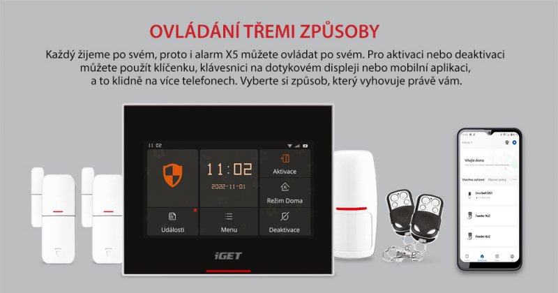 iGET HOME X5 - Inteligentní Wi-Fi/ GSM alarm, v aplikaci i ovládání IP kamer a zásuvek, Android, iOS - obrázek č. 3