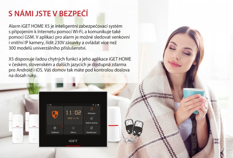 iGET HOME X5 - Inteligentní Wi-Fi/ GSM alarm, v aplikaci i ovládání IP kamer a zásuvek, Android, iOS - obrázek č. 5