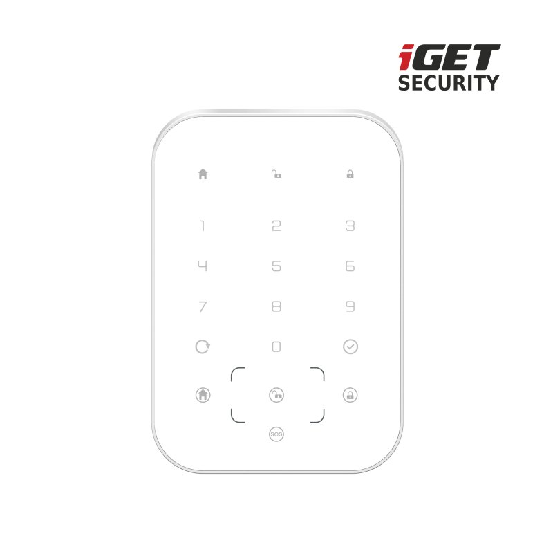 iGET SECURITY MP13 - bezdrátová klávesnice s RFID čtečkou pro alarm M6-4G, napájení 4x AA v balení - obrázek produktu