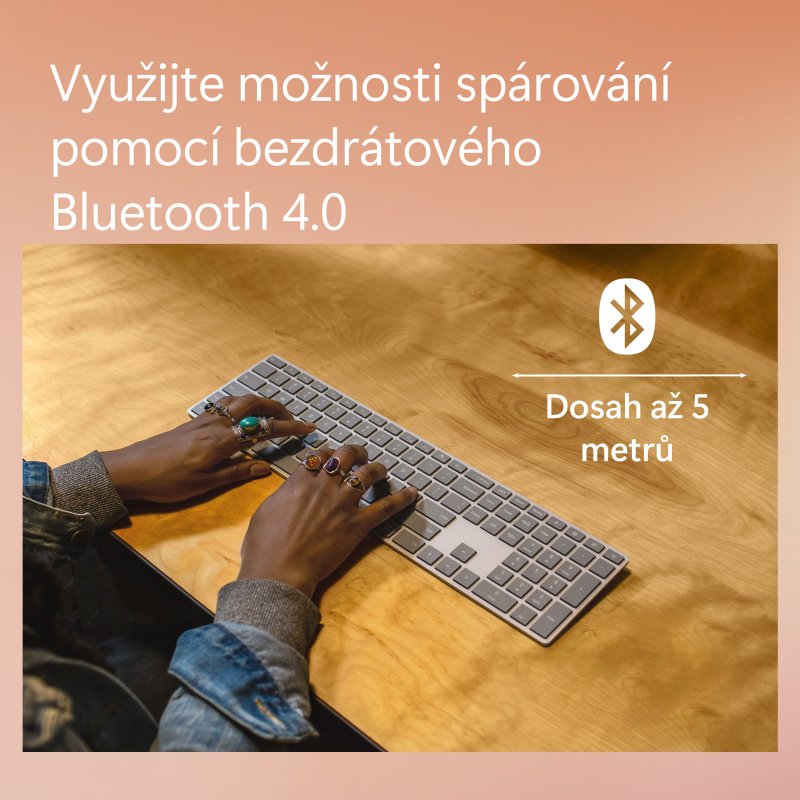 Microsoft Surface Keyboard (2. edice) commercial / Bezdrátové Bluetooth / EN / Šedá - obrázek č. 5