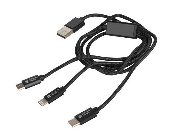Natec vícekonektorový kabel 3v1 USB Micro + Lightning + USB-C, textilní opletení, 1m - obrázek č. 2