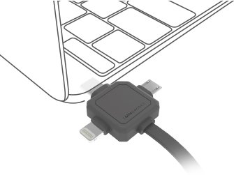 PowerCube USBcable USB-C CABLE, Black, multi-vidlice (MicroUSB, Apple Lithning, USB-C), kabel 1,5m - obrázek č. 1