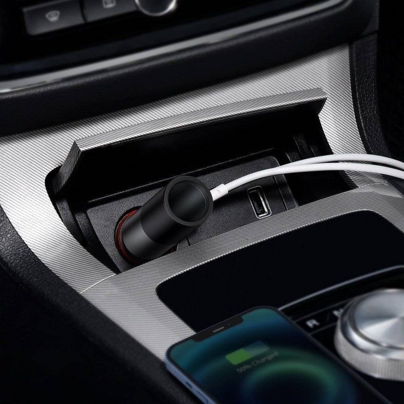 Baseus CCBT-D0G Share Together Car Charger with Cigarette Lighter Port 2x USB, 120W Grey - obrázek č. 5