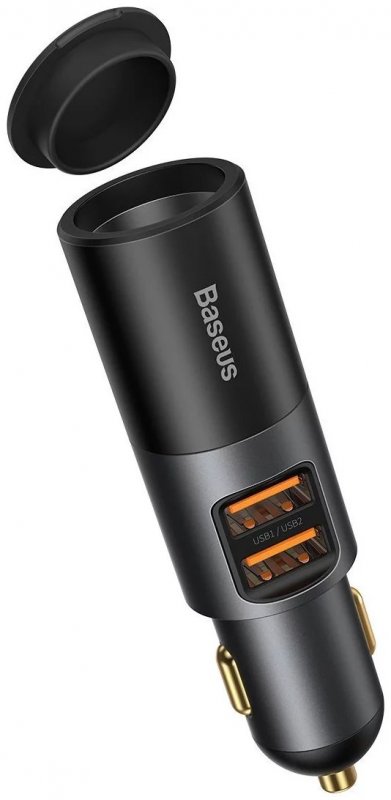 Baseus CCBT-D0G Share Together Car Charger with Cigarette Lighter Port 2x USB, 120W Grey - obrázek produktu
