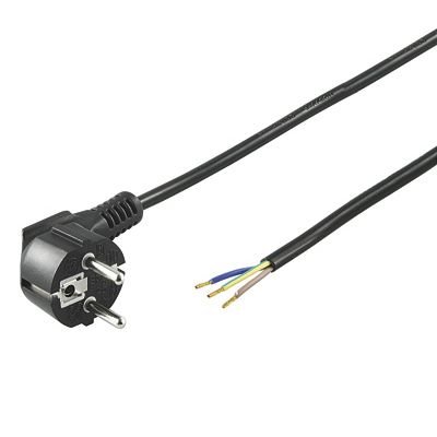 PremiumCord Flexo kabel síťový třížilový 230V s úhlovou vidlicí 2m černá - obrázek produktu