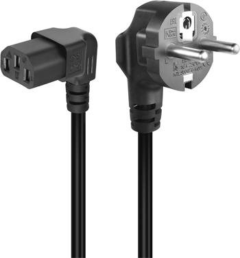 PremiumCord Kabel síťový 230V k PC,2m, 90° zahnutý - obrázek produktu