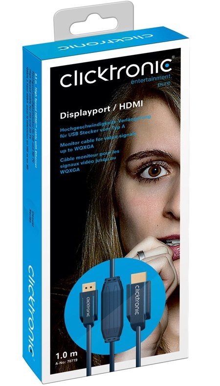 ClickTronic HQ OFC kabel DisplayPort - HDMI typ A, zlacené kon., 3D, M/ M, 20m - obrázek č. 1