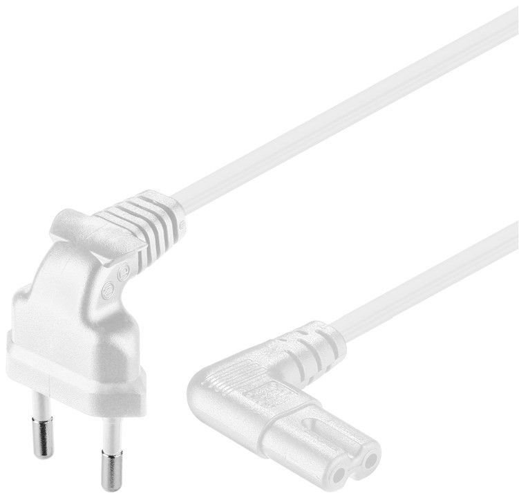 PremiumCord Kabel síťový 230V k magnetofonu se zahnutými konektory 3m bílý - obrázek produktu