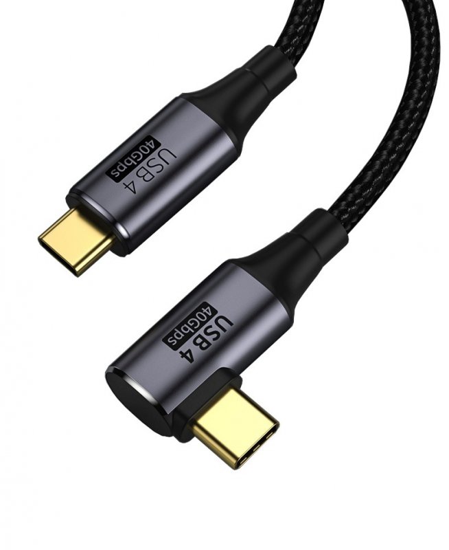 PremiumCord USB4 Gen 3x2 40Gbps 8K@60Hz 240W,Thunderbolt,0,8m zahnutý - obrázek produktu