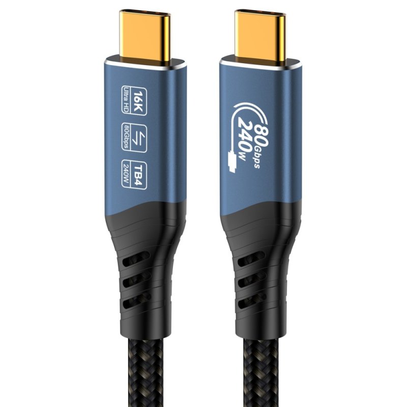 PremiumCord USB4™ Version2.0 80Gbps 16K@60Hz 240W Thunderbolt 3 a 4 kabel 0,8m - obrázek č. 1
