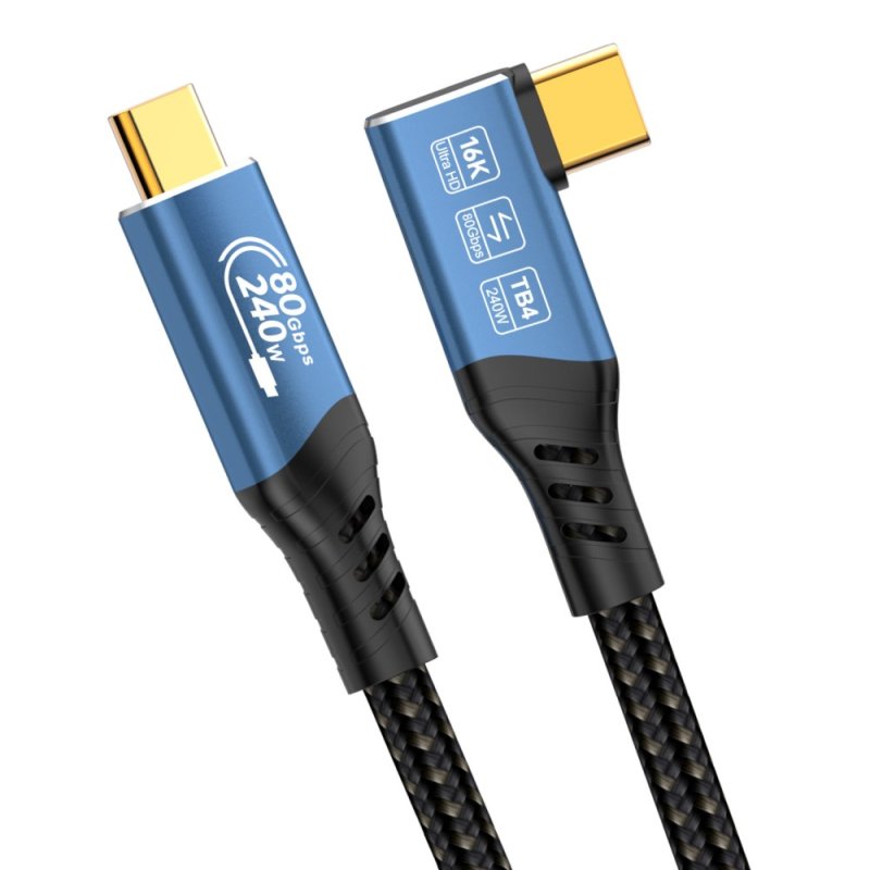 PremiumCord USB4™ Version2.0 80Gbps 16K@60Hz 240W Thunderbolt 3 a 4 kabel zahnutý 0,8m - obrázek č. 3