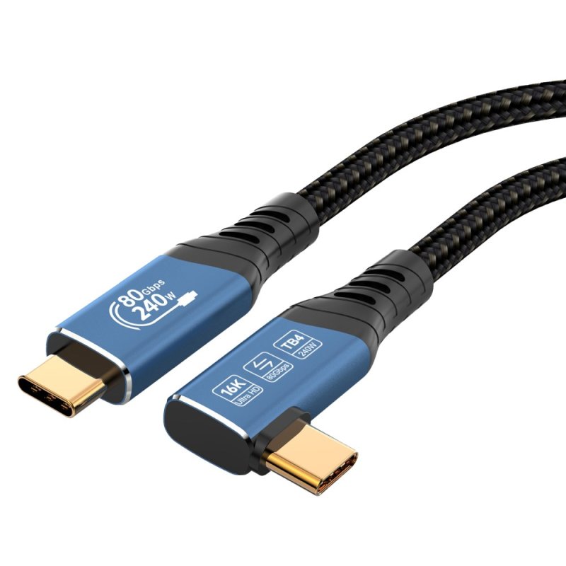 PremiumCord USB4™ Version2.0 80Gbps 16K@60Hz 240W Thunderbolt 3 a 4 kabel zahnutý 1m - obrázek č. 4