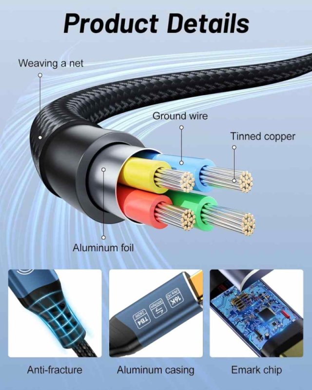 PremiumCord USB4™ Version2.0 80Gbps 16K@60Hz 240W Thunderbolt 3 a 4 kabel zahnutý 1,2m - obrázek č. 6