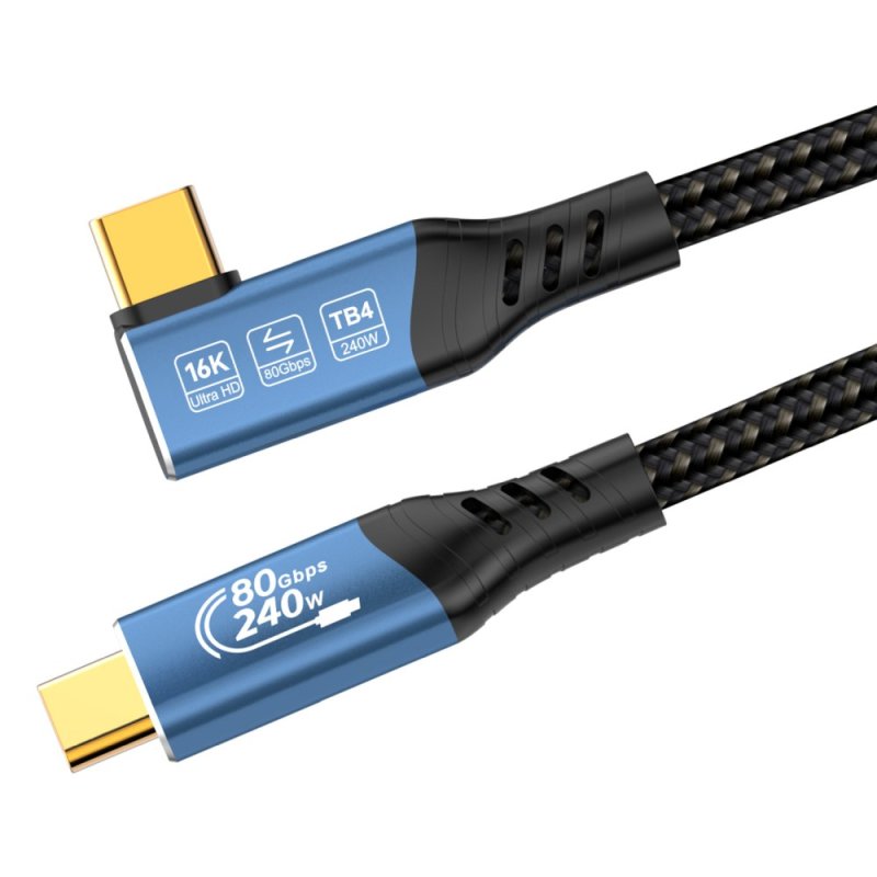 PremiumCord USB4™ Version2.0 80Gbps 16K@60Hz 240W Thunderbolt 3 a 4 kabel zahnutý 1,2m - obrázek č. 1