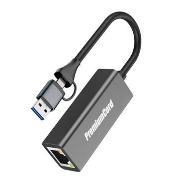 PremiumCord adaptér UBS-C a USB-A na Gigabit, 15cm - obrázek č. 2