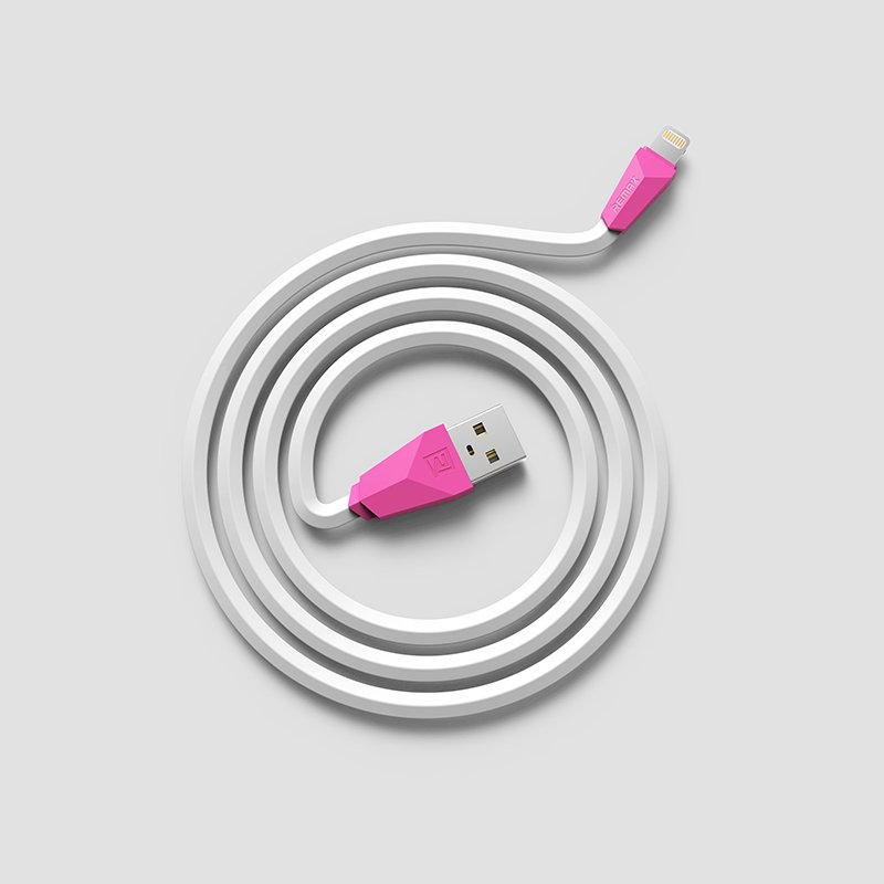 Datový kabel ALIEN, lighting , barva bílo-růžová - obrázek produktu