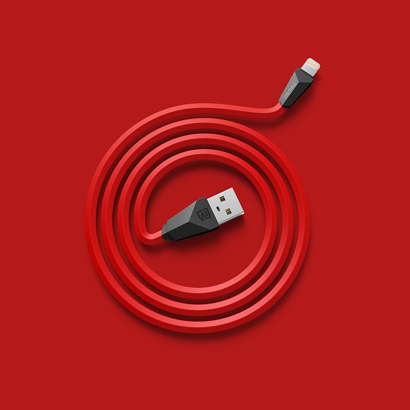 Datový kabel ALIEN, lighting, barva červeno-černá - obrázek produktu