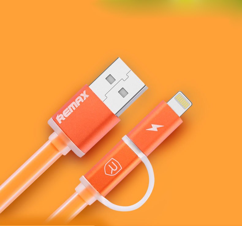 Datový kabel AURORA ,Micro USB /  lightning,oranžová - obrázek produktu