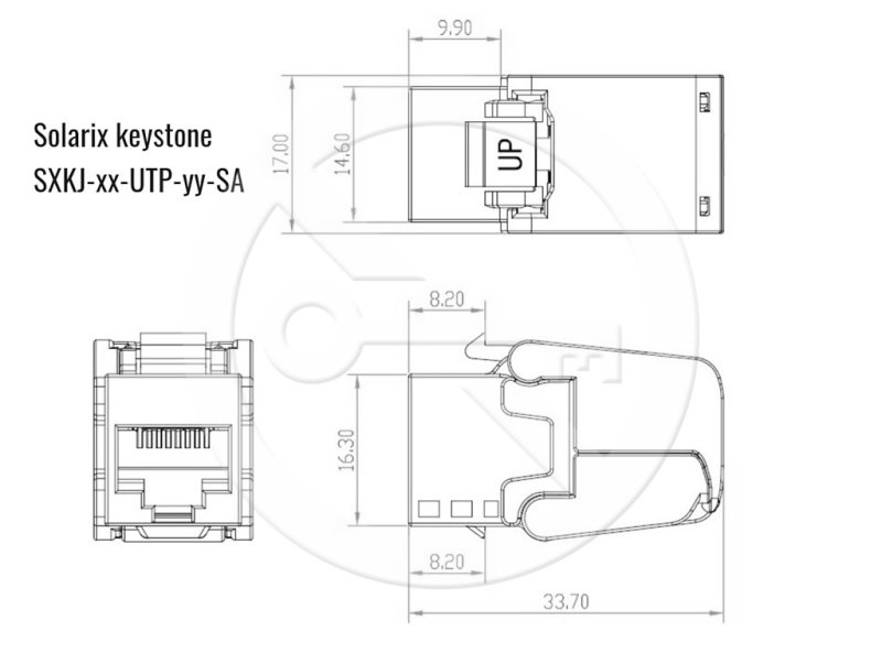 Samořezný keystone Solarix CAT6 UTP SXKJ-6-UTP-WH-SA Component Level a 4PPoE certifikace - obrázek č. 4