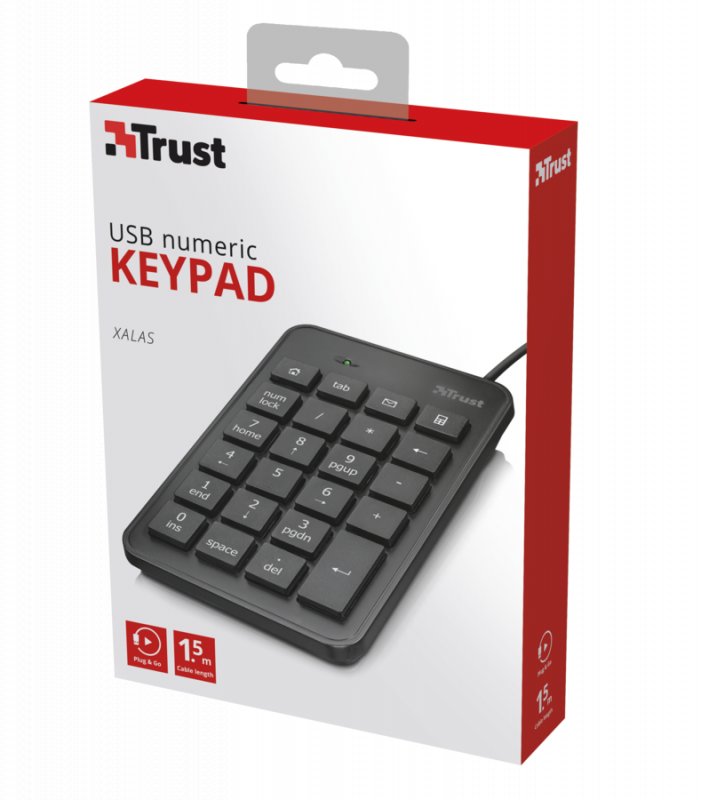 TRUST  XALAS Numerický blok, USB, černý - obrázek č. 2