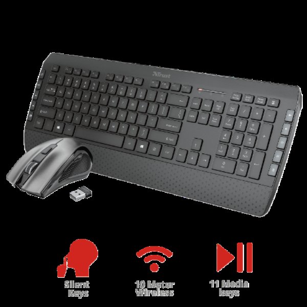 TRUST Tecla-2 Wireless Keyboard with mouse US - obrázek č. 1