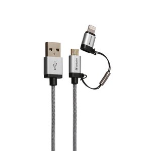 Micro USB + Lightning Cable - Sync & Charge 120cm Silver - obrázek produktu