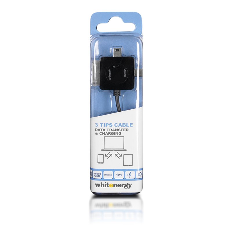 WE Datový kabel micro/ mini USB/ iPhone4 100cm černý - obrázek č. 1