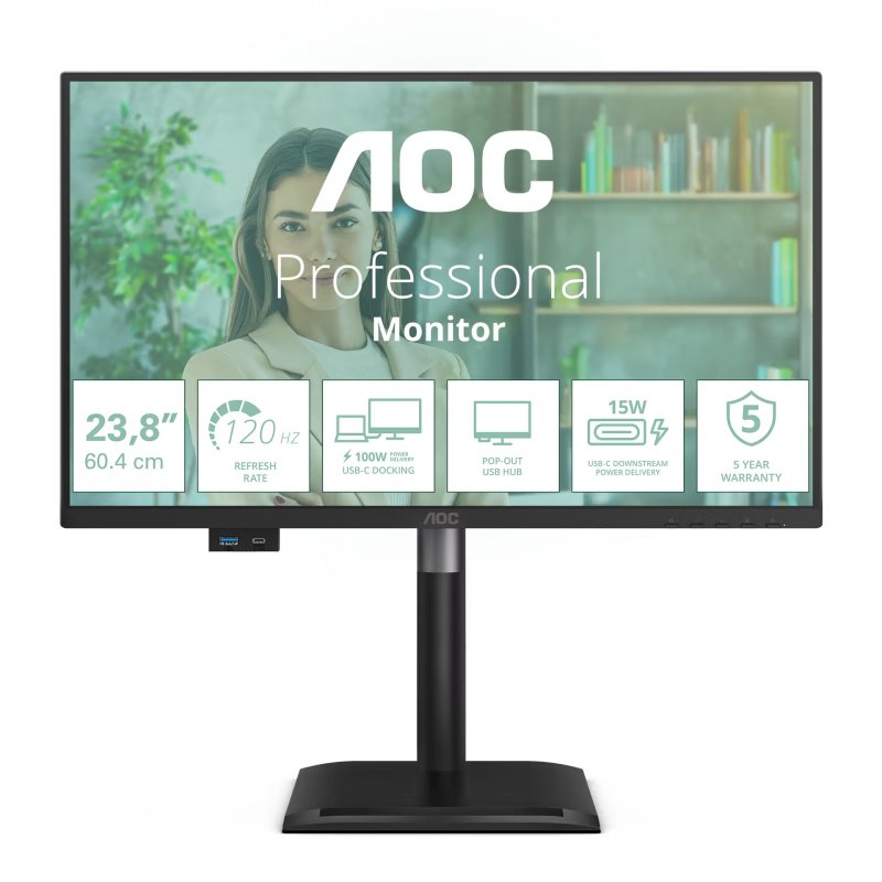 AOC / 24P4CV / 23,8" / IPS / FHD / 120Hz / 4ms / Černá - obrázek produktu