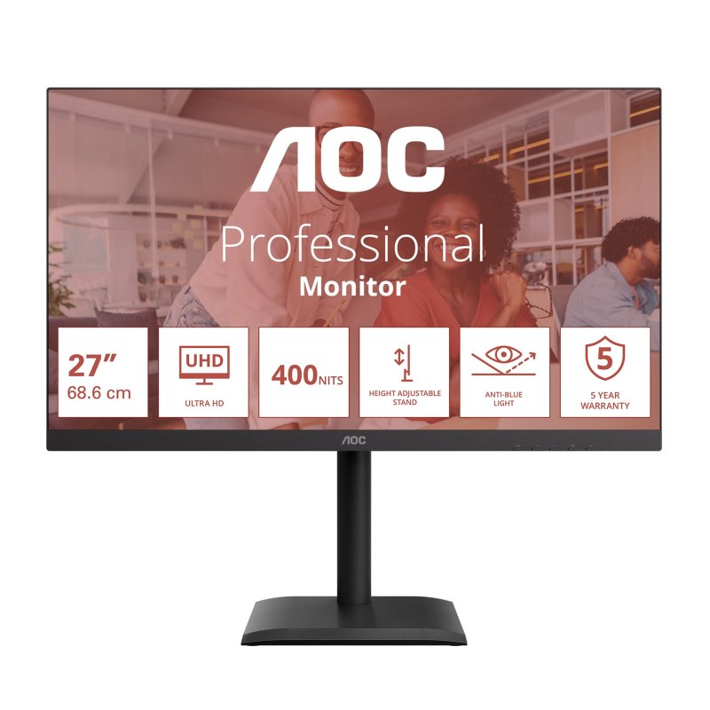 AOC / U27E4CV / 27" / IPS / 4K UHD / 60Hz / 4ms / Černá - obrázek produktu