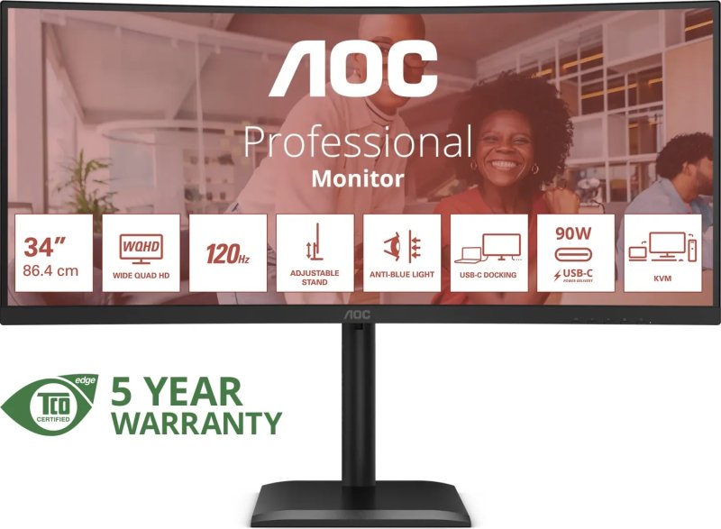 AOC / CU34E4CV / 34" / VA / wQHD / 120Hz / 4ms / Černá - obrázek produktu