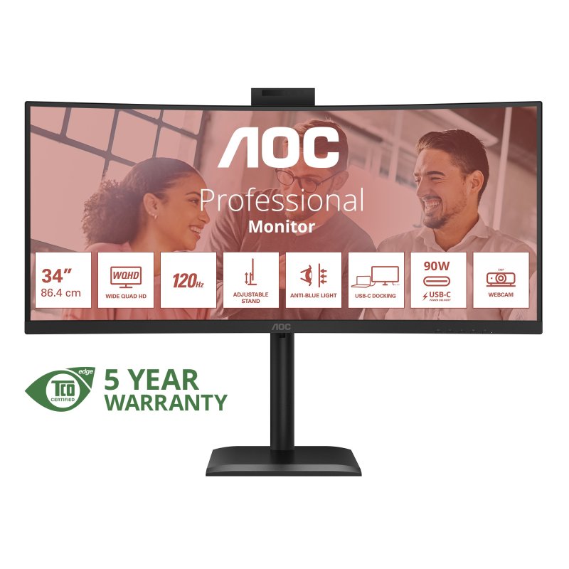 AOC / CU34E4CW / 34" / VA / wQHD / 120Hz / 4ms / Černá - obrázek produktu