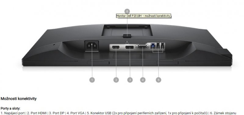 20" LCD Dell P2018H Professional 16:9/ HDMI/ DP/ VGA/ USB/ 3RNBD/ Černý - obrázek č. 1