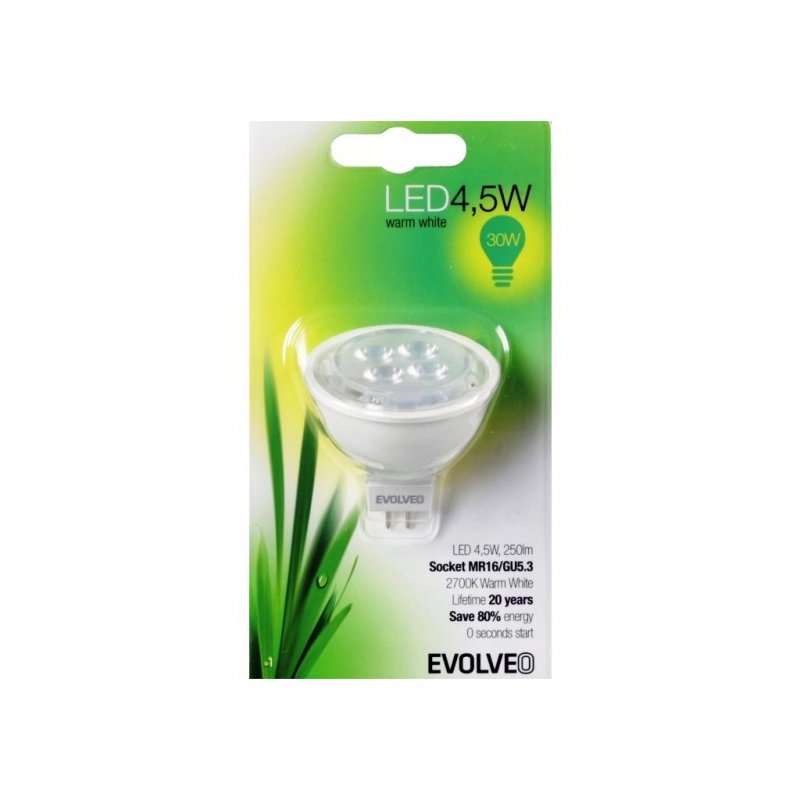 EVOLVEO EcoLight, LED žárovka 4,5W, patice MR16 (GU5.3), blister - obrázek produktu