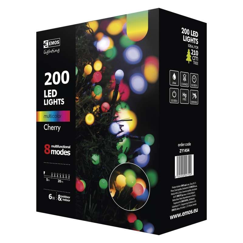 Vánoční řetěz 200LED-kuličky,20m,MULTICOLOR, 8modů - obrázek produktu
