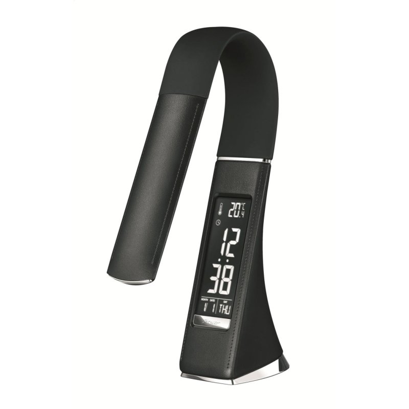 Platinet PDLU3B stolní LED lampa stmívatelná, flexibilní rameno, hodiny, černá - obrázek č. 2