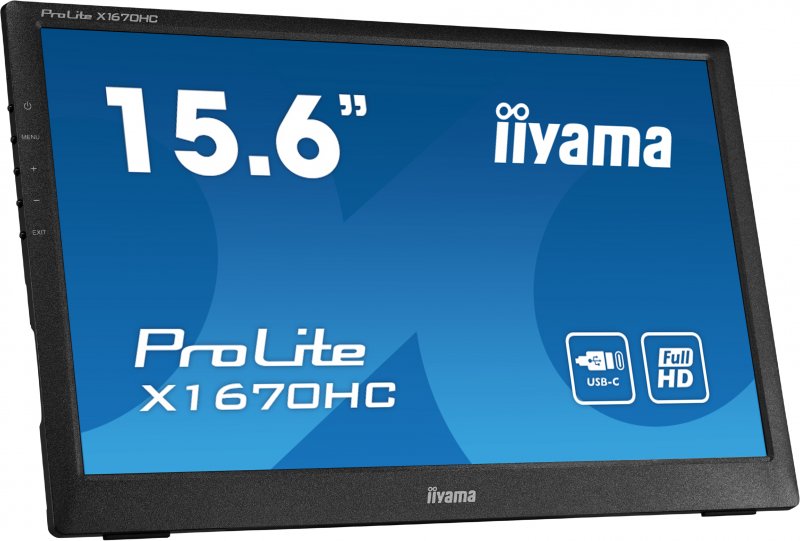 16" iiyama X1670HC-B1: IPS, FullHD, 22cd/ m2, 6ms, USB-C, černý - obrázek č. 1