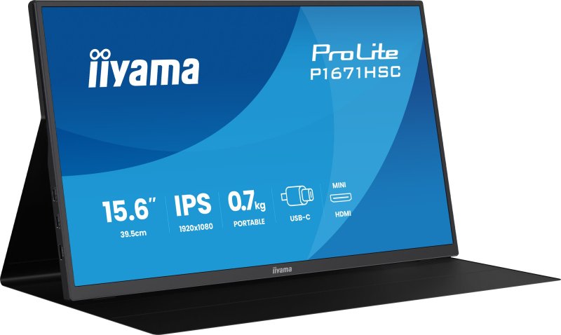 iiyama ProLite / P1671HSC-B1 / 15,6" / IPS / FHD / 60Hz / 3ms / Černá - obrázek č. 1