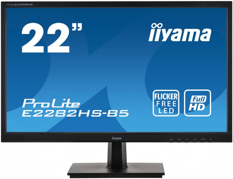 22" iiyama E2282HS-B5: TN, FullHD@75Hz, 250cd/ m2, 1ms, VGA, HDMI, DVI, černý - obrázek produktu