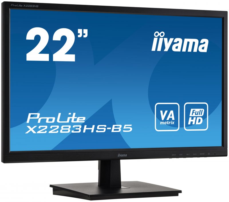 22" iiyama X2283HS-B5: VA, FullHD@75Hz, 250cd/ m2, 4ms, VGA, HDMI, DP, černý - obrázek č. 1
