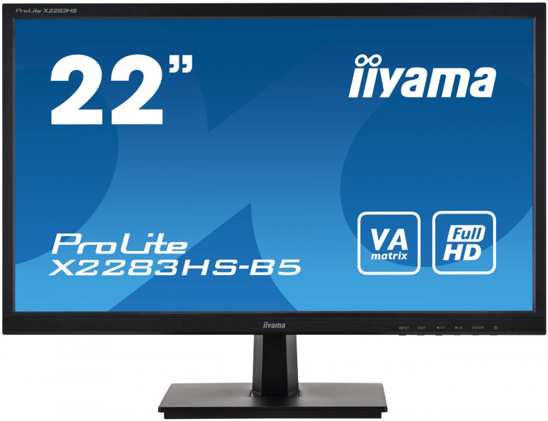 22" iiyama X2283HS-B5: VA, FullHD@75Hz, 250cd/ m2, 4ms, VGA, HDMI, DP, černý - obrázek produktu