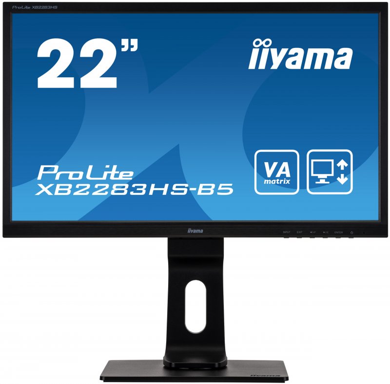 22" iiyama XB2283HS-B5: VA, FullHD@75Hz, 250cd/ m2, 4ms, VGA, HDMI, DP, height, pivot, černý - obrázek produktu