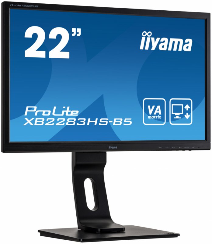 22" iiyama XB2283HS-B5: VA, FullHD@75Hz, 250cd/ m2, 4ms, VGA, HDMI, DP, height, pivot, černý - obrázek č. 1