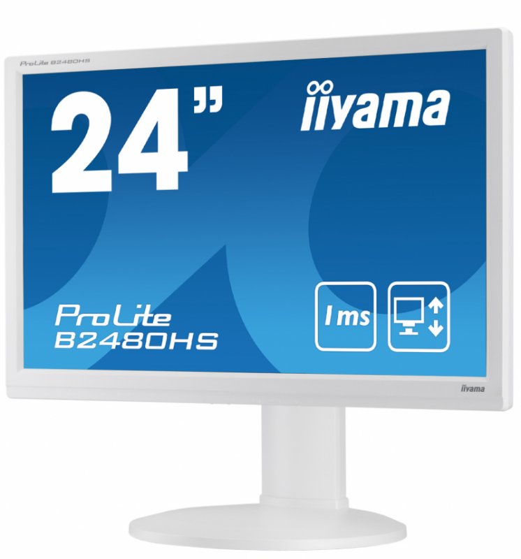 24" iiyama B2480HS-W2: TN, FullHD, 250cd/ m2, 1ms, VGA, DVI, HDMI, height, pivot, bílý - obrázek č. 3