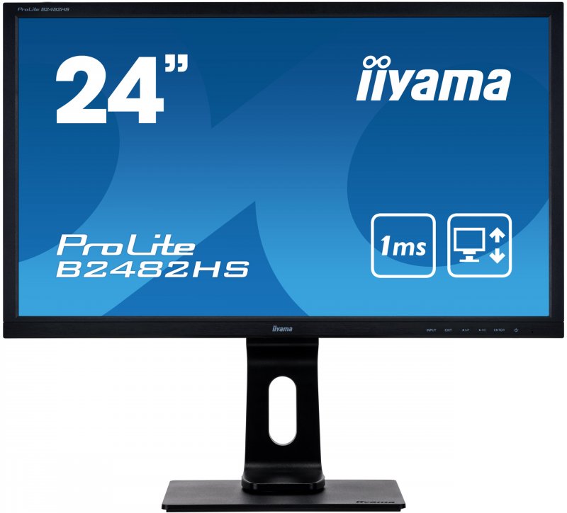 24" iiyama B2482HS-B5: TN, FullHD@75Hz, 250cd/ m2, 1ms, VGA, HDMI, DVI, height, pivot, černý - obrázek produktu