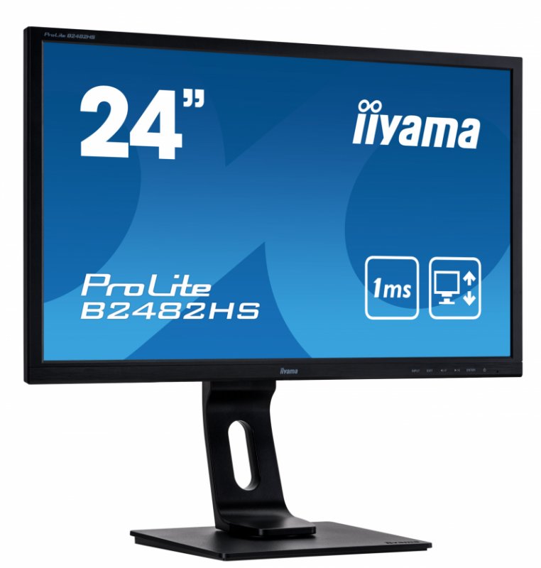 24" iiyama B2482HS-B5: TN, FullHD@75Hz, 250cd/ m2, 1ms, VGA, HDMI, DVI, height, pivot, černý - obrázek č. 1
