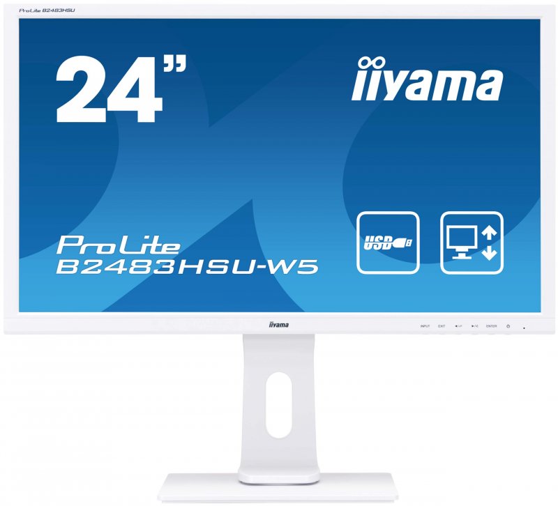 24" iiyama B2483HSU-W5: TN, FullHD, 250cd/ m2, 1ms, VGA, DP, HDMI, USB, height, pivot, bílý - obrázek produktu